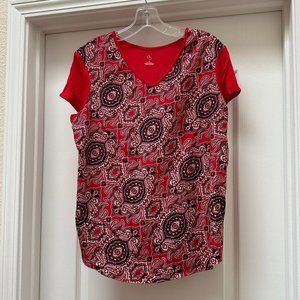 Dress Barn mixed material bandana print shirt